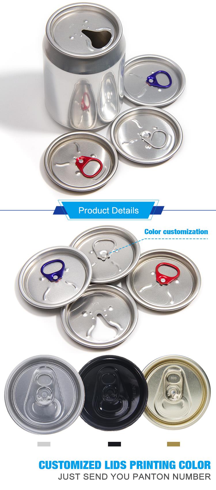 Full Open Aluminum Canned Food Industry Caps Packaging Can Easy Open Lid Creative Packing